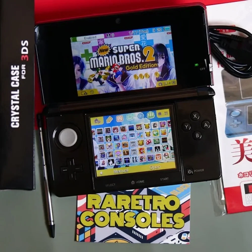 Nintendo 3DS with Anime Art and Black Accents
